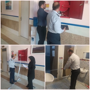 بازرسی سیستم اطفای حریق و محل نگهداری کپسول‌های اکسیژن بیمارستان امام خمینی (ره)